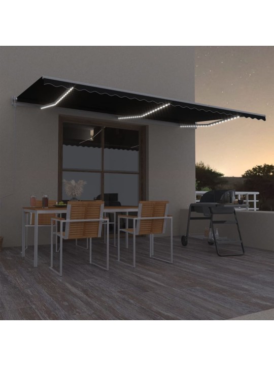 Automatinė markizė su LED/vėjo jutikliu, antracito, 600x300cm