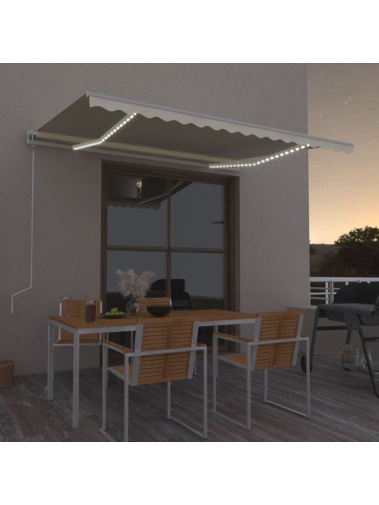 Automatinė markizė su LED/vėjo jutikliu, kreminė, 450x350cm