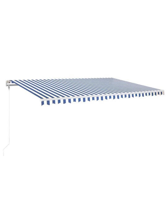 Markizė su LED/vėjo jutikliu, mėlyna/balta, 500x350cm