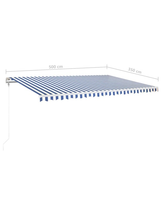 Markizė su LED/vėjo jutikliu, mėlyna/balta, 500x350cm