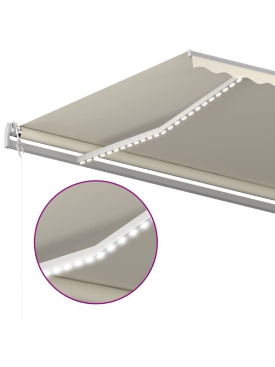 Automatinė markizė su LED/vėjo jutikliu, kreminė, 500x350cm