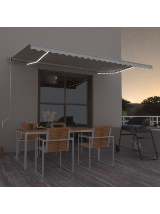 Automatinė markizė su LED/vėjo jutikliu, kreminė, 500x350cm