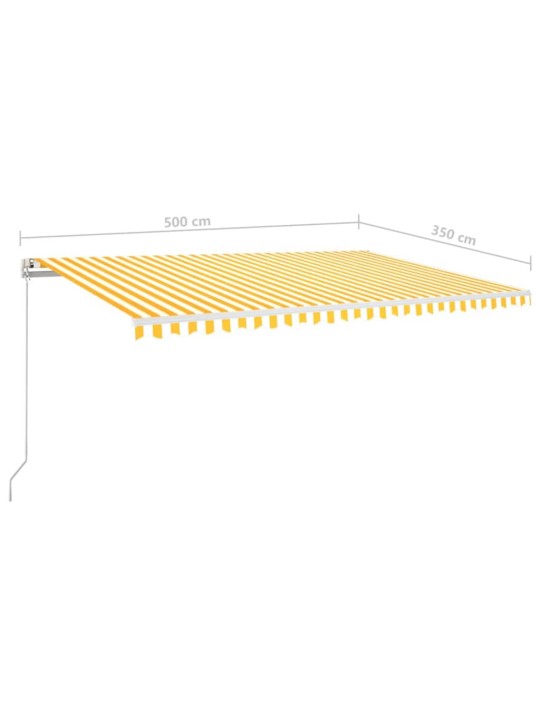 Markizė su LED/vėjo jutikliu, geltona/balta, 500x350cm
