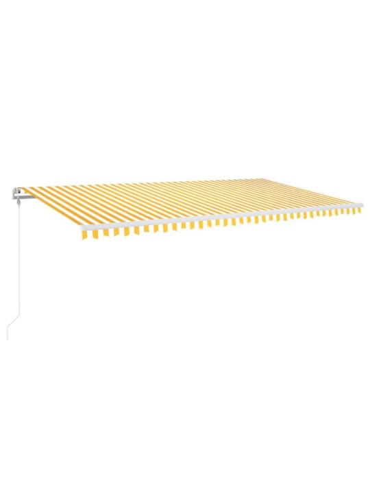 Markizė su LED/vėjo jutikliu, geltona/balta, 600x350cm