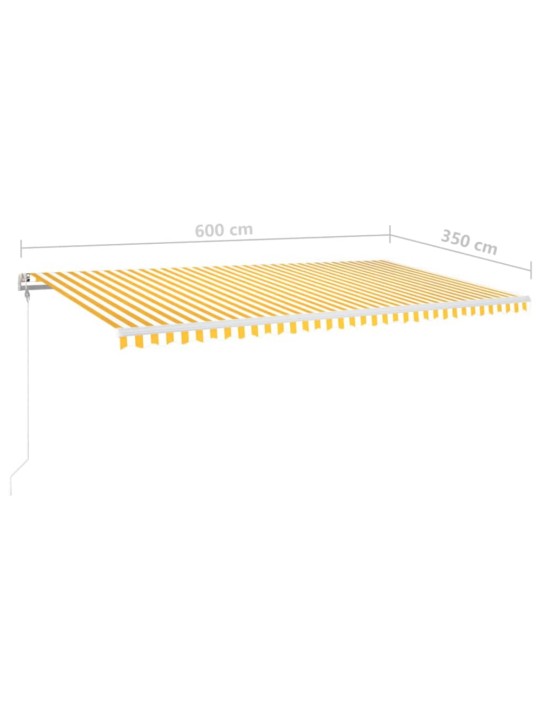 Markizė su LED/vėjo jutikliu, geltona/balta, 600x350cm