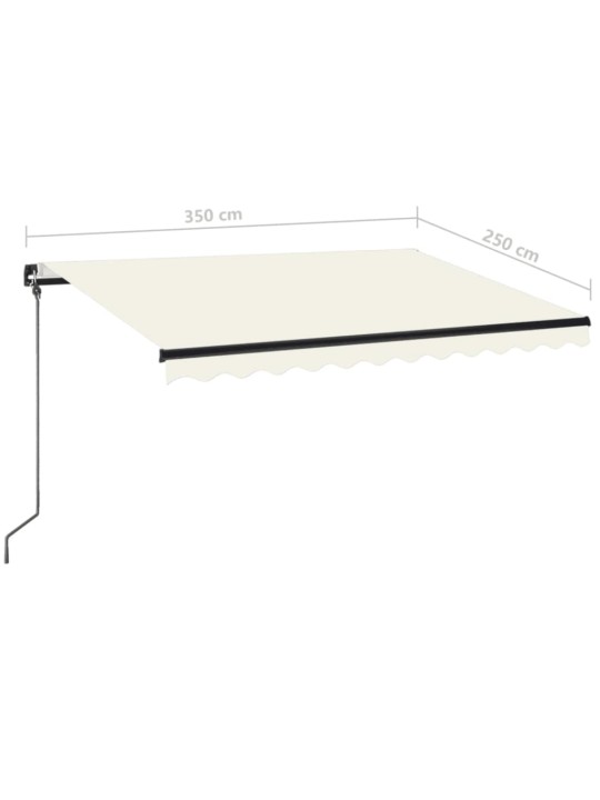 Rankiniu būdu ištraukiama markizė su LED, kreminė, 350x250cm