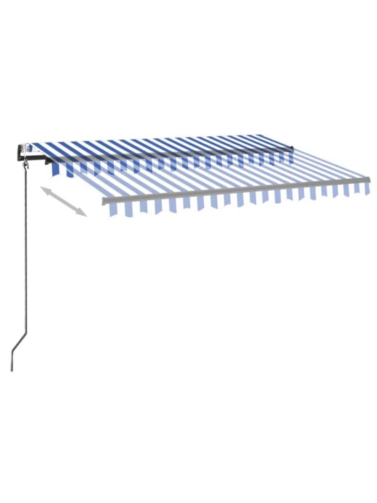 Markizė su LED/vėjo jutikliu, mėlyna/balta, 350x250cm