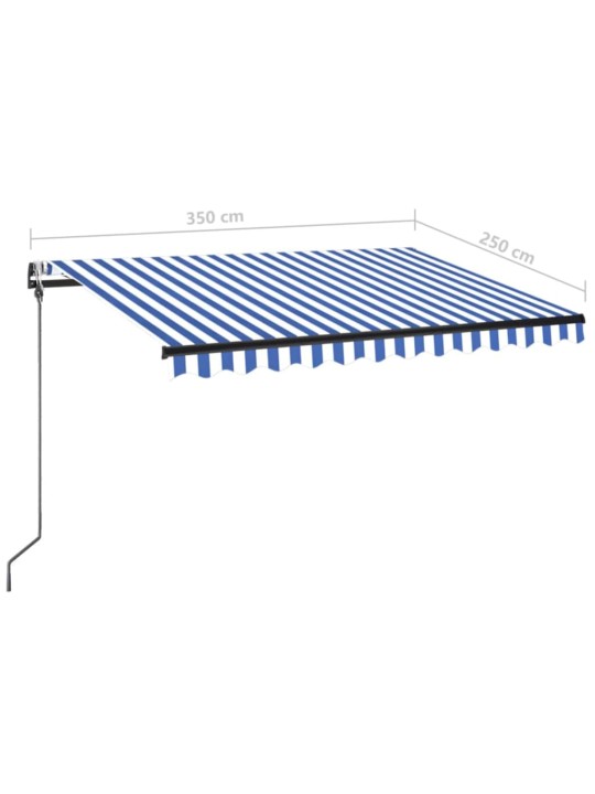 Markizė su LED/vėjo jutikliu, mėlyna/balta, 350x250cm