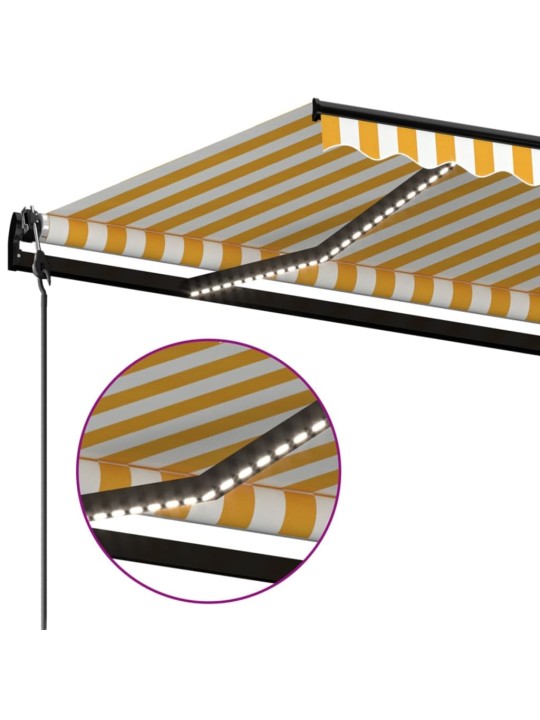 Markizė su LED/vėjo jutikliu, geltona/balta, 350x250cm