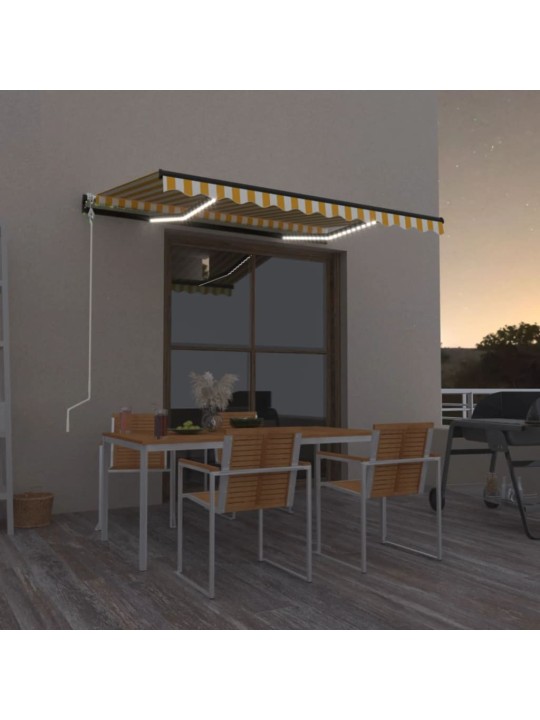 Markizė su LED/vėjo jutikliu, geltona/balta, 350x250cm