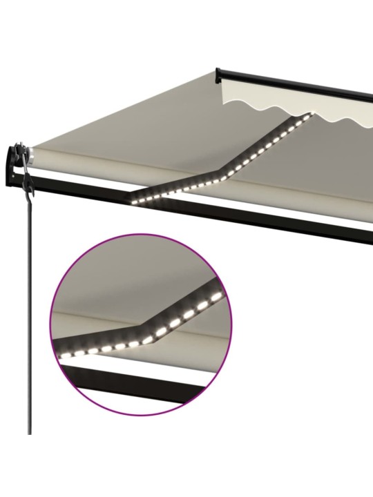 Automatinė markizė su LED/vėjo jutikliu, kreminė, 450x300cm