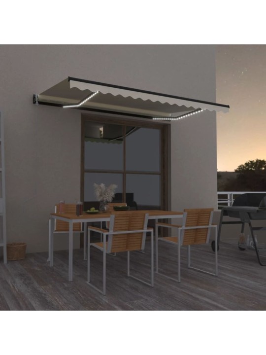 Automatinė markizė su LED/vėjo jutikliu, kreminė, 450x300cm