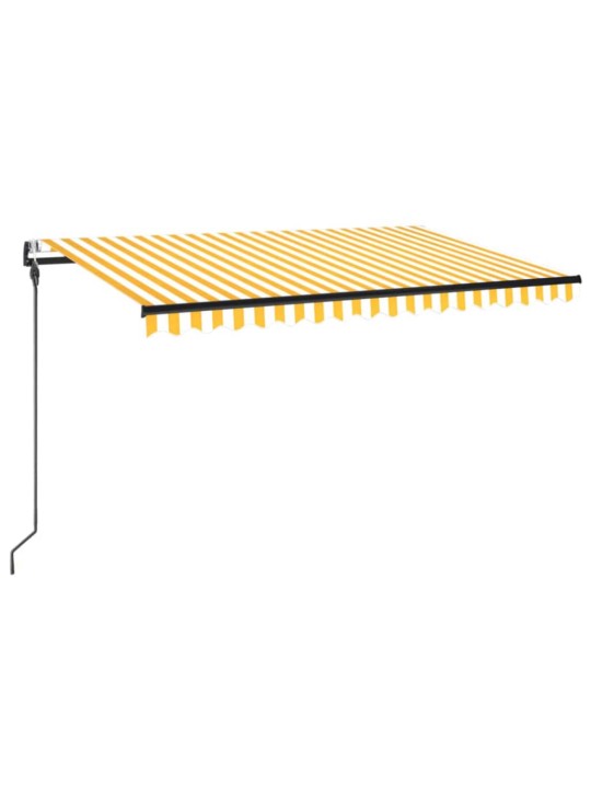 Markizė su LED/vėjo jutikliu, geltona/balta, 450x300cm