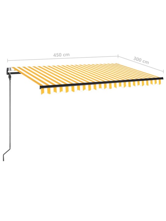 Markizė su LED/vėjo jutikliu, geltona/balta, 450x300cm