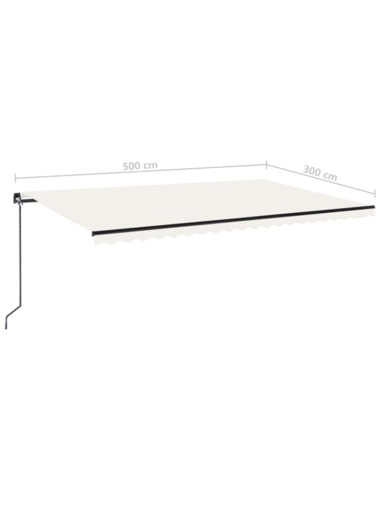 Rankiniu būdu ištraukiama markizė su LED, kreminė, 500x300cm
