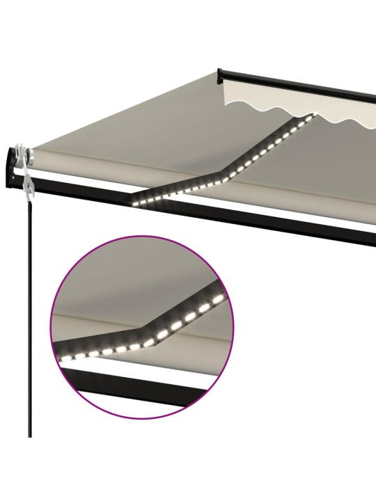 Automatinė markizė su LED/vėjo jutikliu, kreminė, 400x350cm