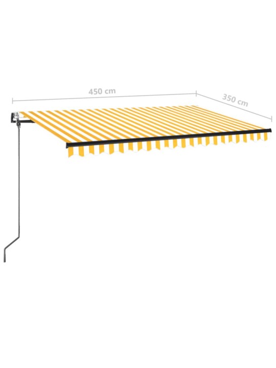 Markizė su LED/vėjo jutikliu, geltona/balta, 450x350cm
