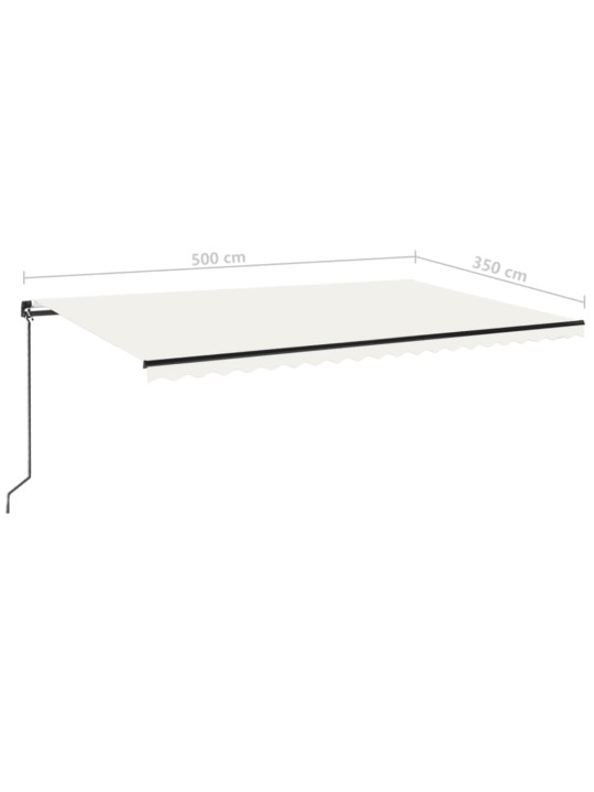 Rankiniu būdu ištraukiama markizė su LED, kreminė, 500x350cm