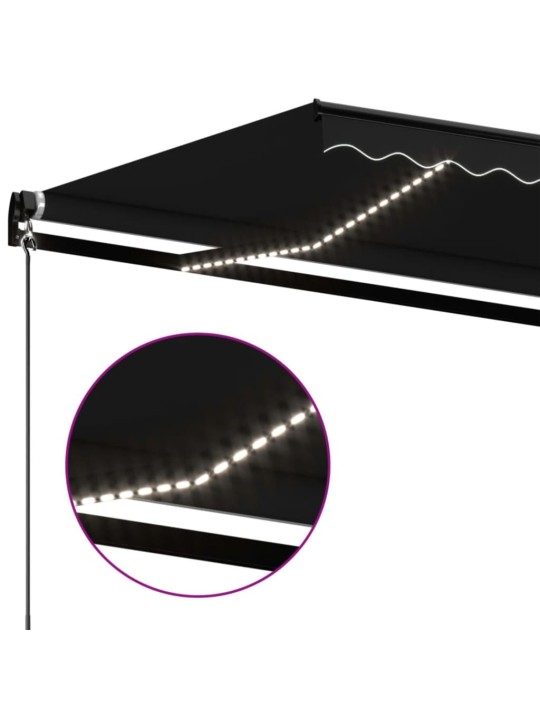 Rankiniu būdu ištraukiama markizė su LED, antracito, 500x350cm