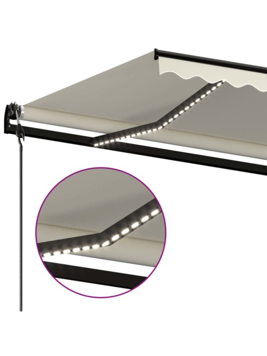 Automatinė markizė su LED/vėjo jutikliu, kreminė, 500x350cm