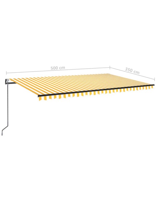 Markizė su LED/vėjo jutikliu, geltona/balta, 500x350cm