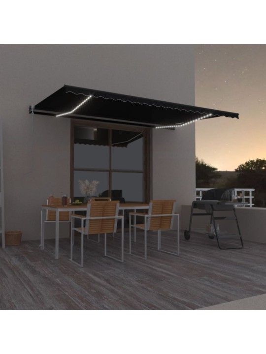 Automatinė markizė su LED/vėjo jutikliu, antracito, 500x350cm