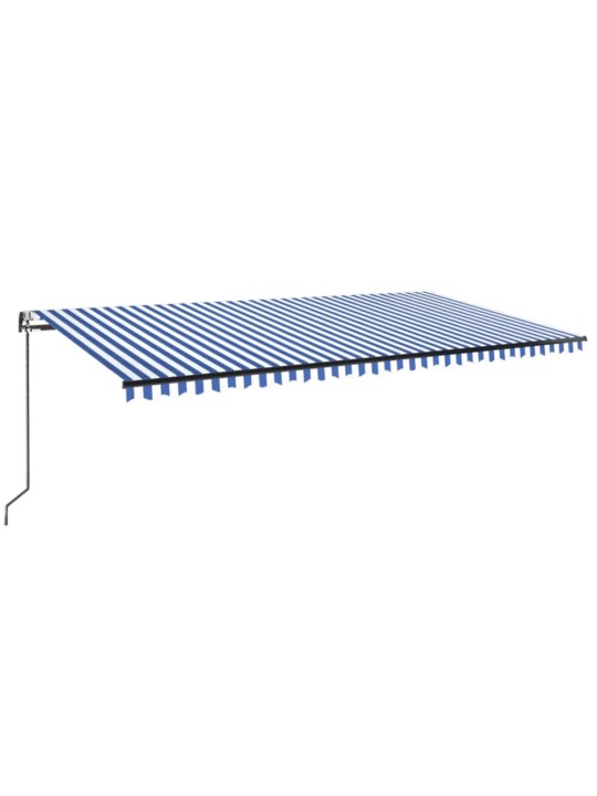 Markizė su LED/vėjo jutikliu, mėlyna/balta, 600x350cm