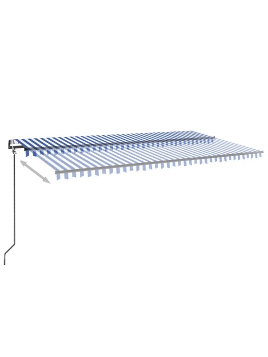 Markizė su LED/vėjo jutikliu, mėlyna/balta, 600x350cm