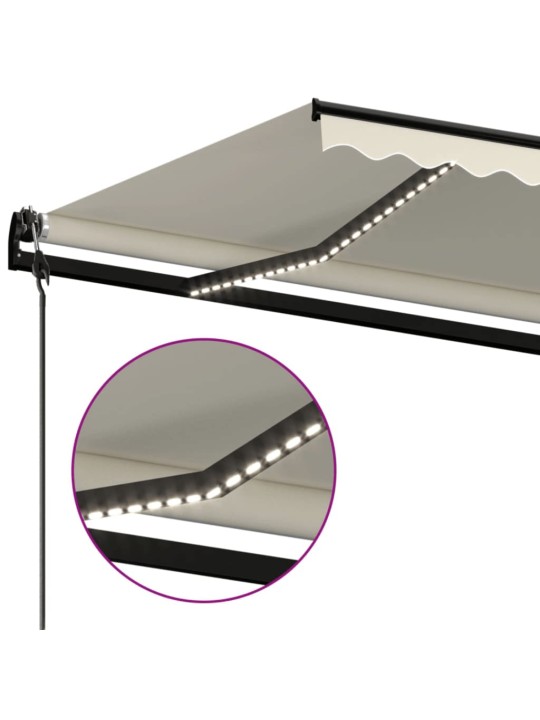 Automatinė markizė su LED/vėjo jutikliu, kreminė, 600x350cm