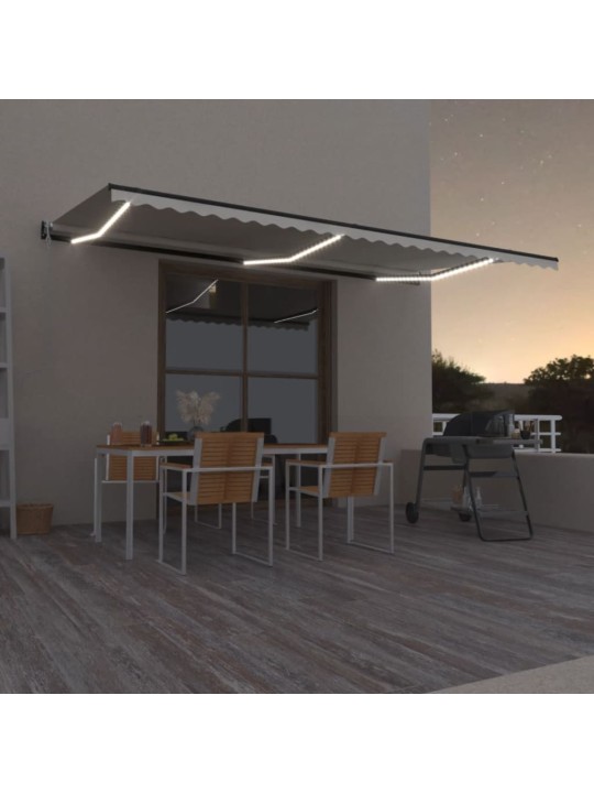 Automatinė markizė su LED/vėjo jutikliu, kreminė, 600x350cm