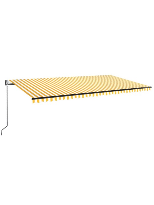 Markizė su LED/vėjo jutikliu, geltona/balta, 600x350cm