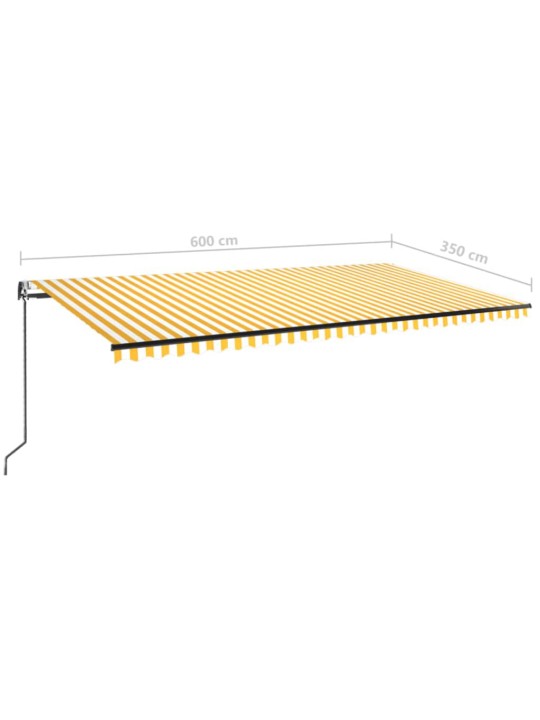 Markizė su LED/vėjo jutikliu, geltona/balta, 600x350cm