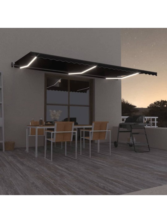 Automatinė markizė su LED/vėjo jutikliu, antracito, 600x350cm