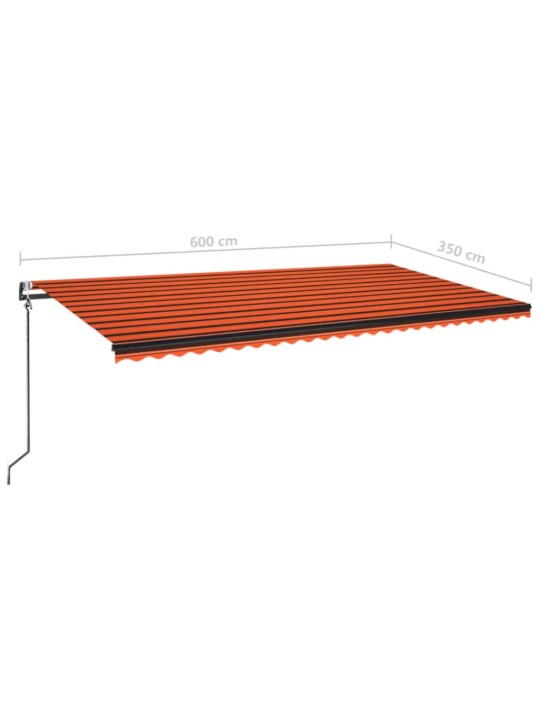 Markizė su LED/vėjo jutikliu, oranžinė/ruda, 600x350cm