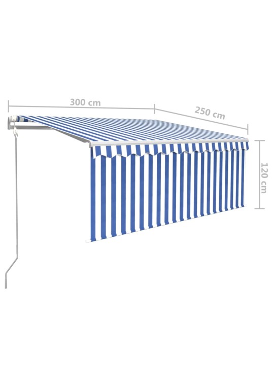 Automatiniu būdu ištraukiama markizė, mėlyna ir balta, 3x2,5m