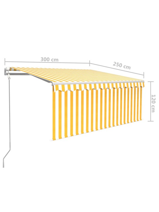 Automatiniu būdu ištraukiama markizė, geltona ir balta, 3x2,5m