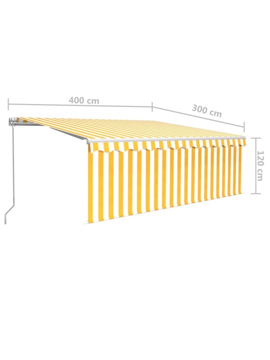 Rankiniu būdu ištraukiama markizė, geltona ir balta, 4x3m