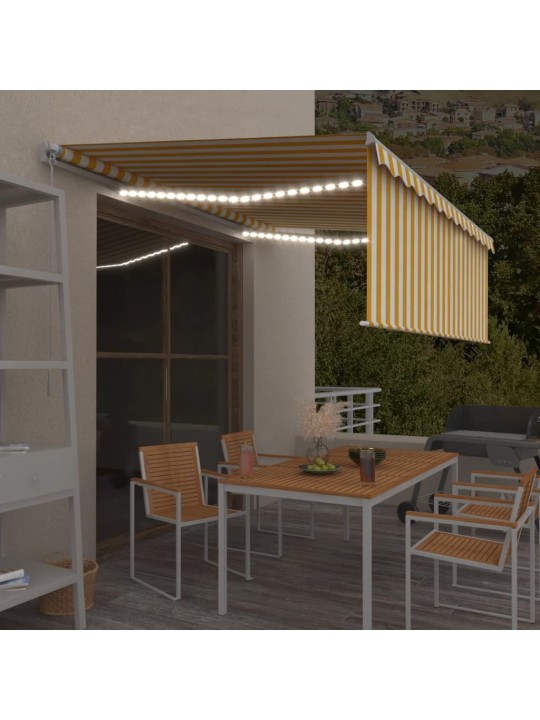 Rankiniu būdu ištraukiama markizė, geltona ir balta, 4x3m