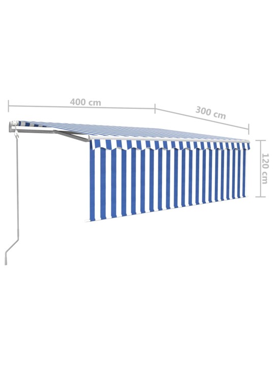 Automatiniu būdu ištraukiama markizė, mėlyna ir balta, 4x3m