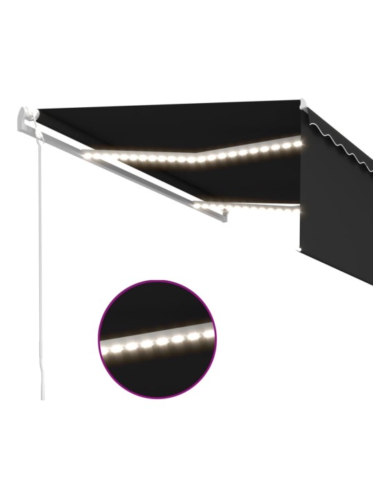 Markizė su uždanga/LED/vėjo jutikliu, antracito, 4x3m