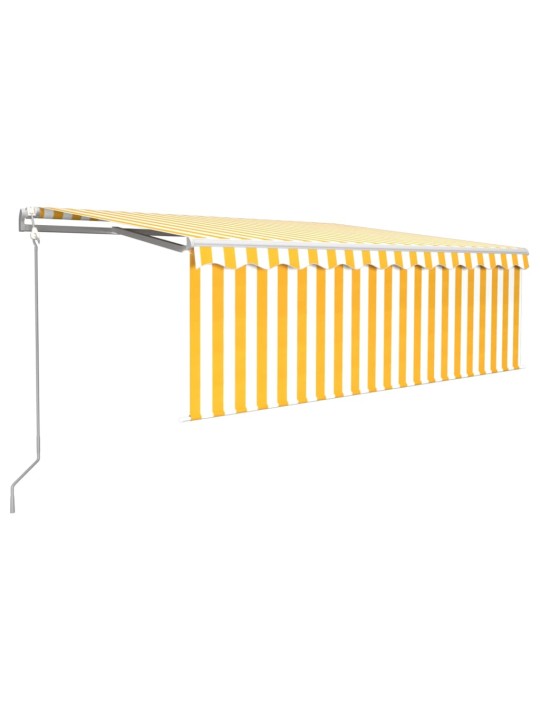 Automatinė markizė su LED/vėjo jutikliu, geltona/balta, 4,5x3m