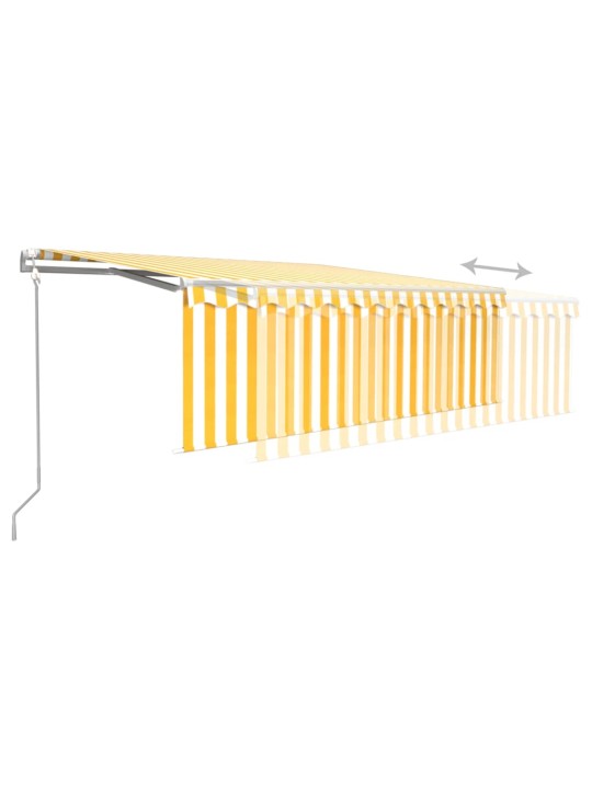 Automatinė markizė su LED/vėjo jutikliu, geltona/balta, 4,5x3m