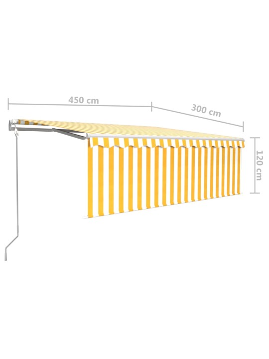 Automatinė markizė su LED/vėjo jutikliu, geltona/balta, 4,5x3m