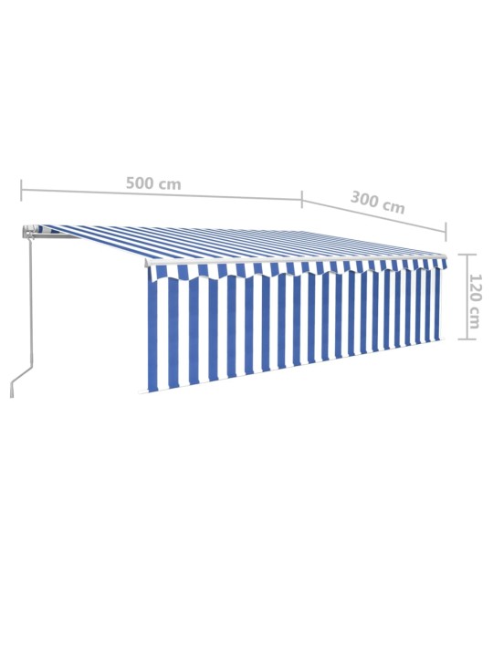 Rankiniu būdu ištraukiama markizė, mėlyna ir balta, 5x3m