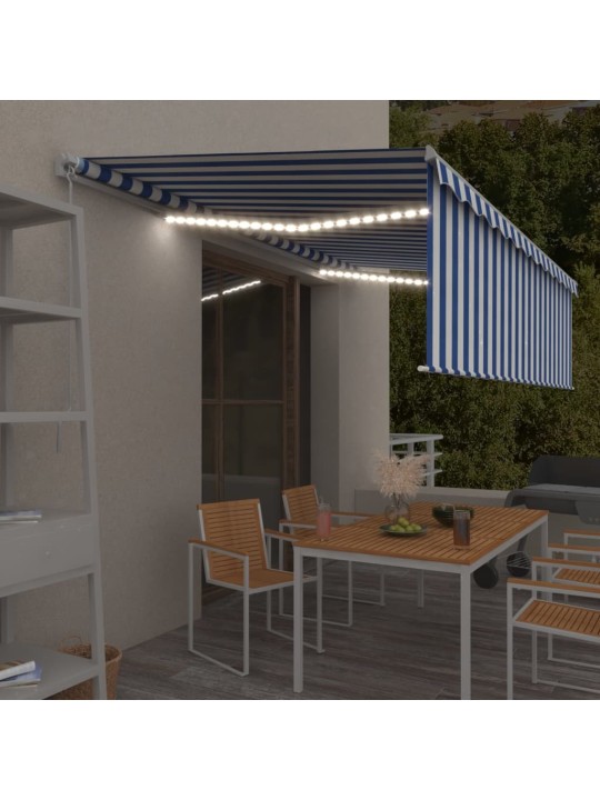 Rankiniu būdu ištraukiama markizė, mėlyna ir balta, 5x3m