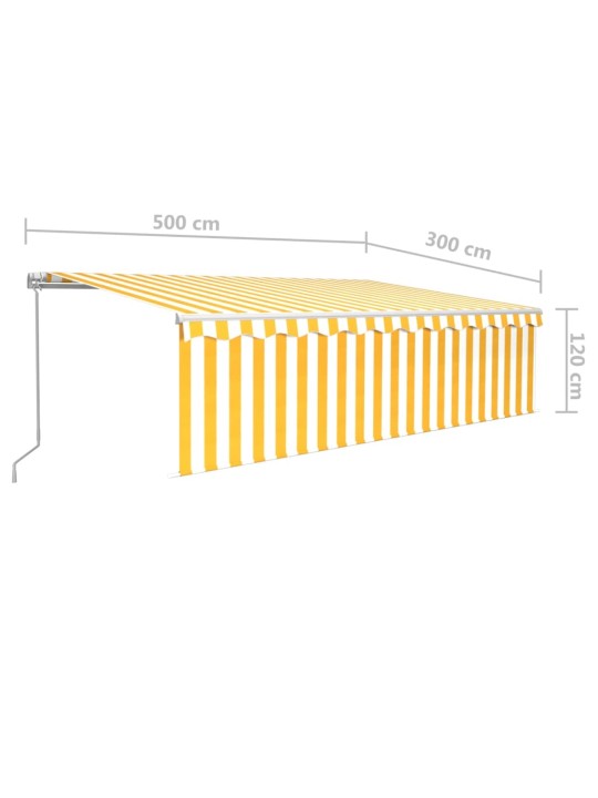 Rankiniu būdu ištraukiama markizė, geltona ir balta, 5x3m