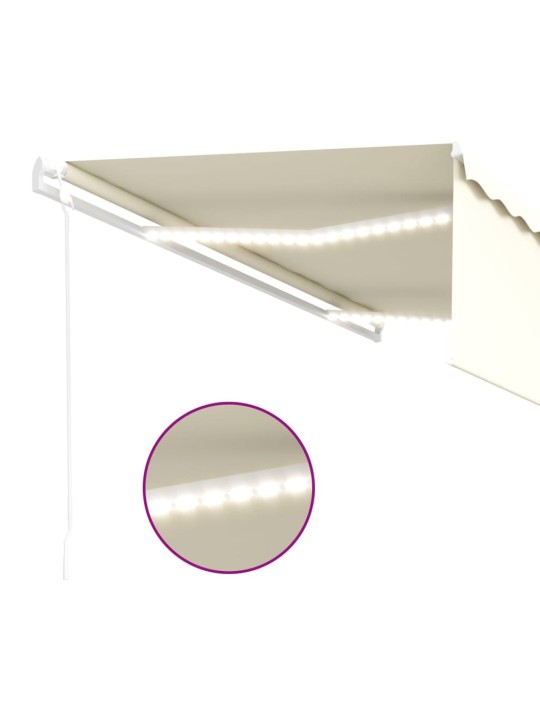Automatinė markizė su uždanga/LED/vėjo jutikliu, kreminė, 5x3m