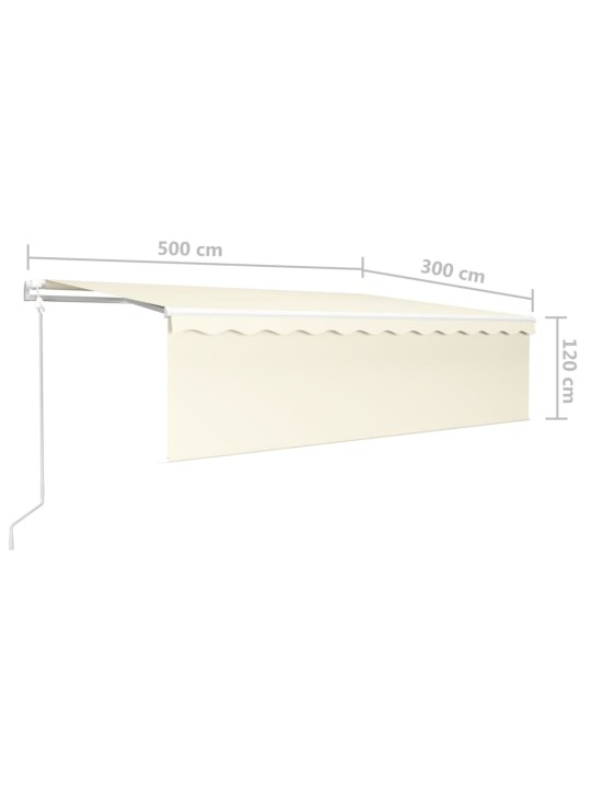 Automatinė markizė su uždanga/LED/vėjo jutikliu, kreminė, 5x3m