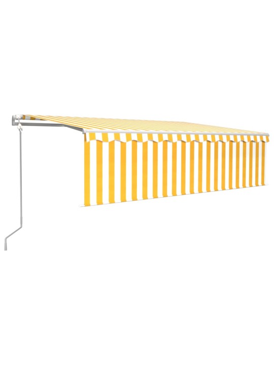 Markizė su uždanga/LED/vėjo jutikliu, geltona/balta, 5x3m
