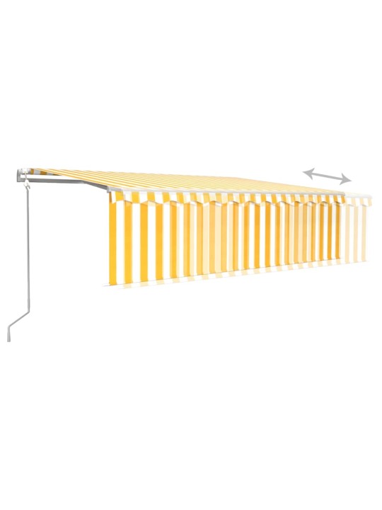 Markizė su uždanga/LED/vėjo jutikliu, geltona/balta, 5x3m